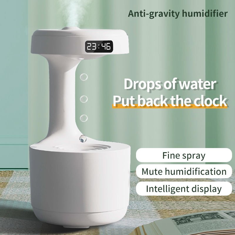 Bedroom Anti-Gravity Humidifier With Clock Water Drop Backflow Aroma Diffuser Large Capacity Office Bedroom Mute Heavy Fog Household Sprayer - thatnatureworld