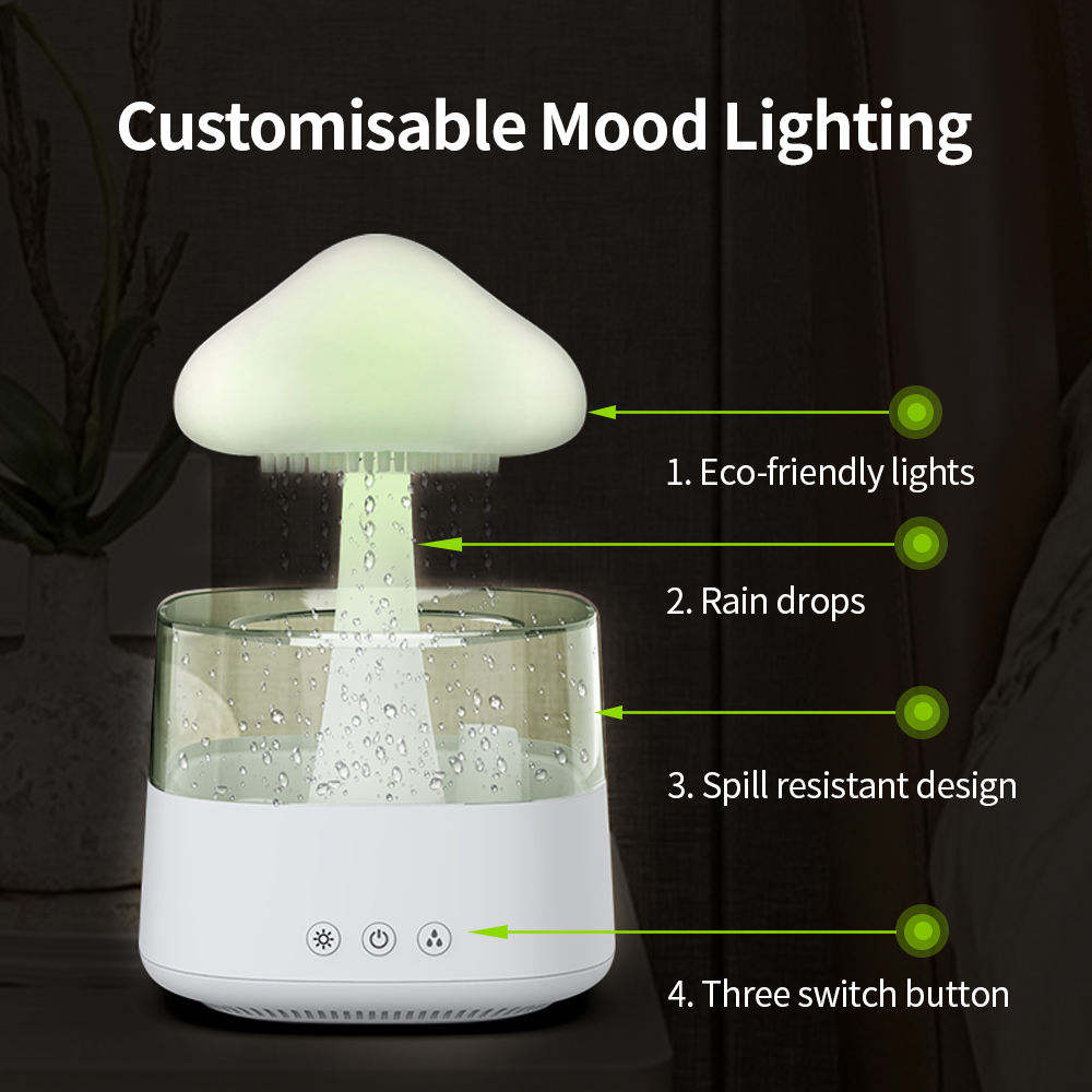 Rain Cloud Dripping Humidifier And Oil Diffuser. Night Light Relax Aromatherapy Rain, Cloud Humidifier - thatnatureworld