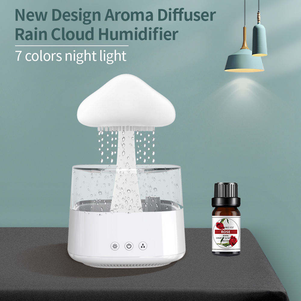 Rain Cloud Dripping Humidifier And Oil Diffuser. Night Light Relax Aromatherapy Rain, Cloud Humidifier - thatnatureworld