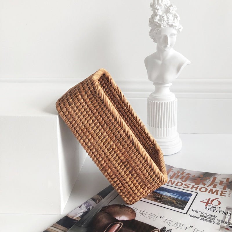 Rattan Storage Basket Hand-Woven Rectangular - thatnatureworld