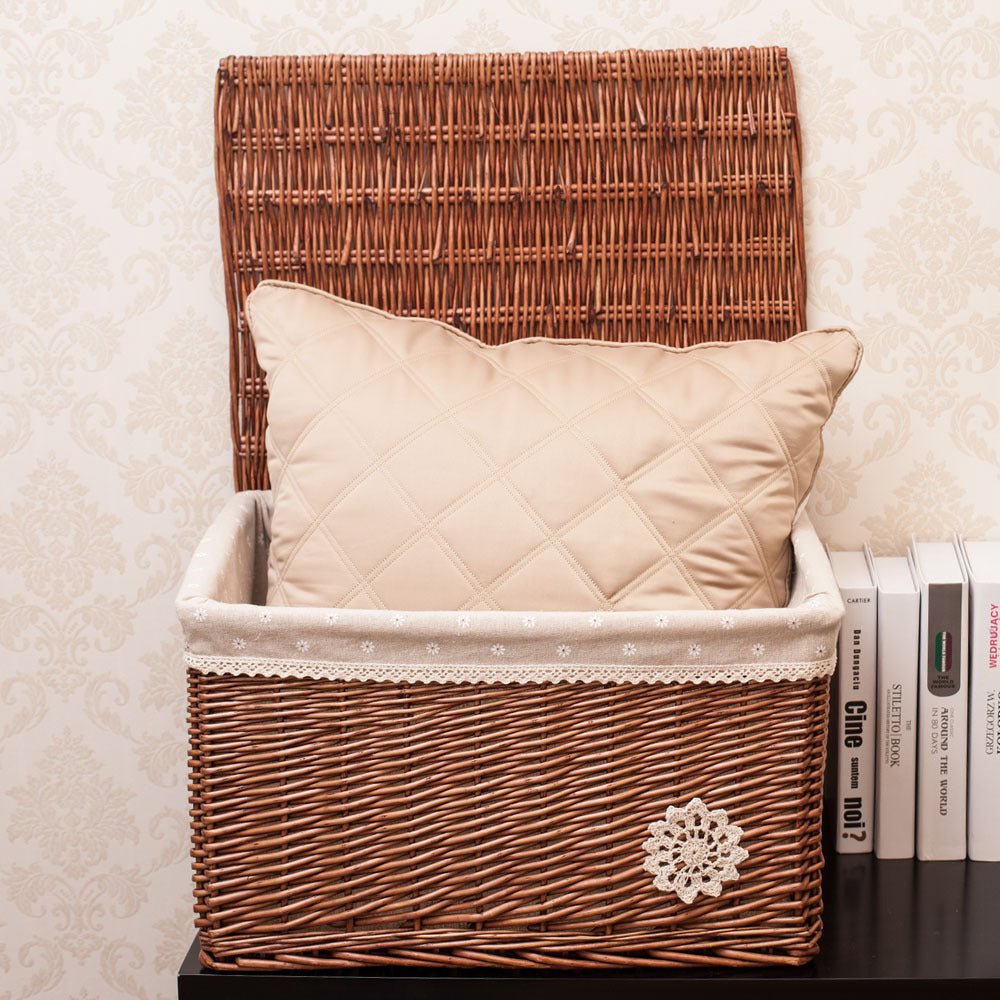 Rattan Wicker Storage Basket With Lid - thatnatureworld