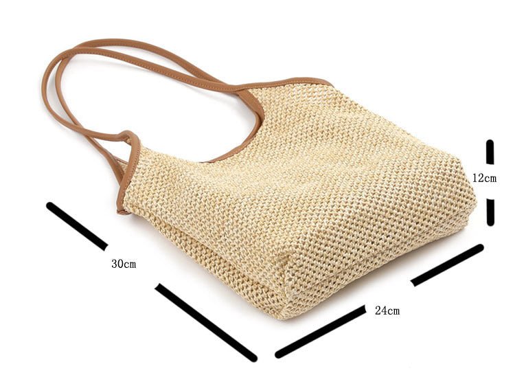 Vest Fishnet Bag Literary Straw Shoulder Bag - thatnatureworld