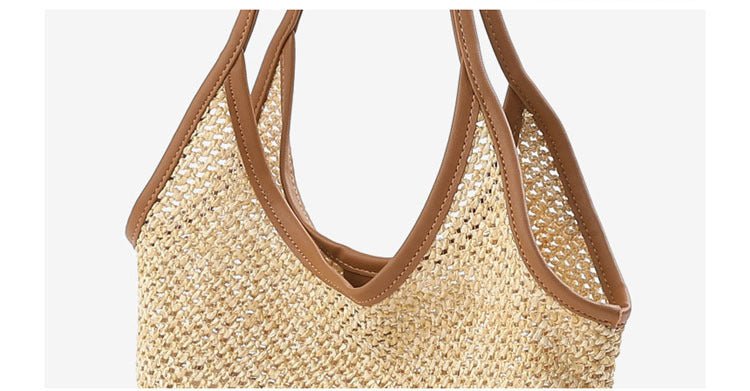 Vest Fishnet Bag Literary Straw Shoulder Bag - thatnatureworld