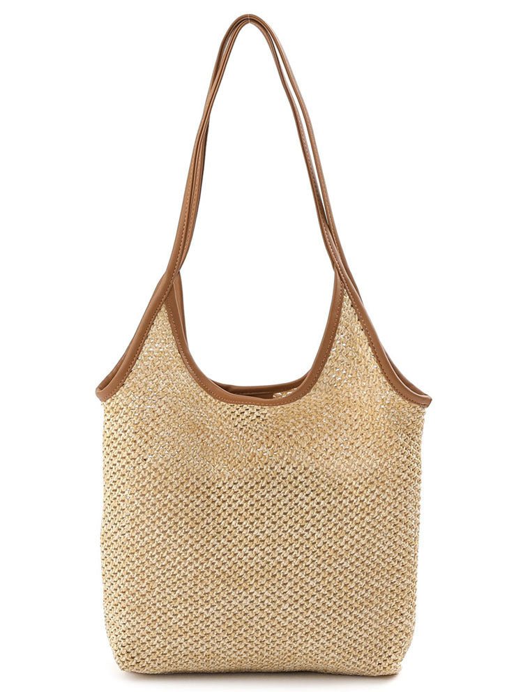 Vest Fishnet Bag Literary Straw Shoulder Bag - thatnatureworld