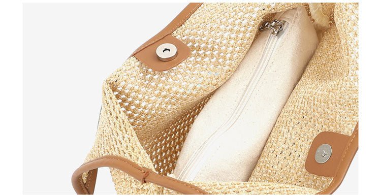 Vest Fishnet Bag Literary Straw Shoulder Bag - thatnatureworld