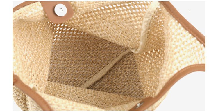 Vest Fishnet Bag Literary Straw Shoulder Bag - thatnatureworld