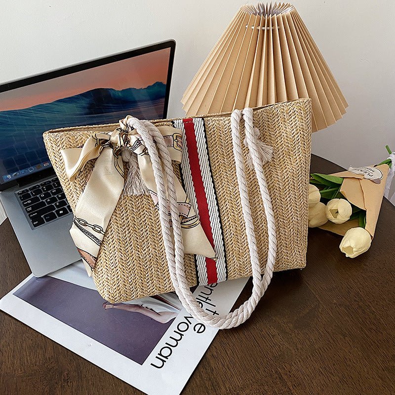 Women's Japanese Style Simple Large Capacity Straw Woven Bag - thatnatureworld