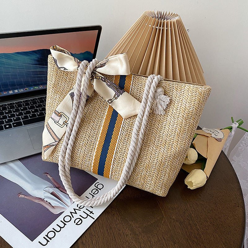 Women's Japanese Style Simple Large Capacity Straw Woven Bag - thatnatureworld
